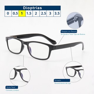 Foto 3 | Foto 3 | Magma Life Lentes Lectura Y Computadora 5 Piezas Con Blue Light Y Armazón Negro (1 Dioptría Multicolor)