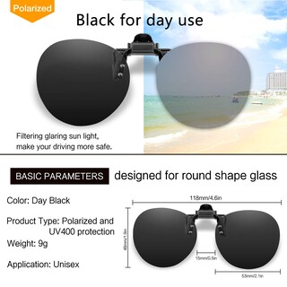 Foto 2 | Foto 2 | Gafas De Sol Con Clip Splaks, Redondas, Polarizadas, Unisex, Abatibles - Venta Internacional.