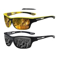 Lentes De Sol  Lab.g Polarizados Hombres Protección Uv400 2 Piezas Negro Amarillo