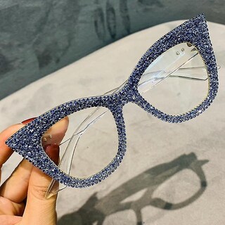 Foto 1 | Foto 1 | Gafas De Sol Huoguo De Gran Tamaño Con Forma De Ojo De Gato Hechas A Mano Para Mujer Color Azul - Venta Internacional.