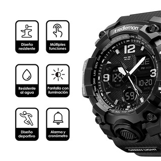 Foto 2 | Foto 2 | Reloj Digital y Análogo Sport Contra Agua Alarma Redlemon 1155b color Negro