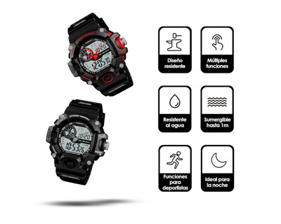 Foto 2 | Foto 2 | Skmei Reloj Digital y Análogo Sport Redlemon 1331 color Rojo Contra Agua Cronómetro Alarma