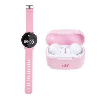 Foto 6 | Foto 6 | Kit Stf Smartwatch Reloj Kronos Sound Pack + Audífonos True Wireless Rosa
