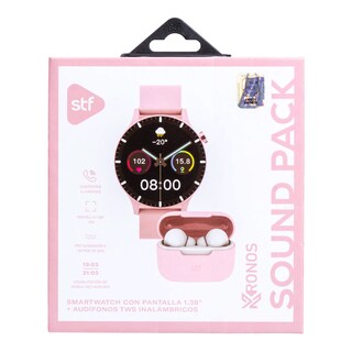 Foto 7 | Foto 7 | Kit Stf Smartwatch Reloj Kronos Sound Pack + Audífonos True Wireless Rosa