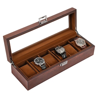 Foto 1 | Foto 1 | Watch Box Procase De Madera Con 6 Ranuras Para Hombre Con Tapa De Cristal, Color Espresso - Venta Internacional.