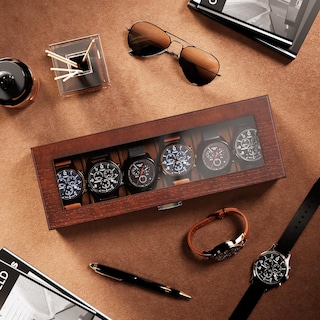 Foto 3 | Foto 3 | Watch Box Procase De Madera Con 6 Ranuras Para Hombre Con Tapa De Cristal, Color Espresso - Venta Internacional.