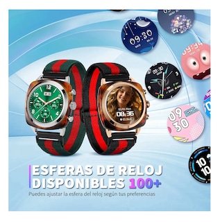 Foto 3 | Foto 3 | Smartwatch Reloj Inteligente Llamadas Tela Nailon Plateado Rojo Plateado
