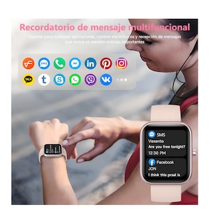 Foto 4 | Foto 4 | Reloj Smartwatch Reloj Inteligente Bluetooth Llamada Alexa Rosa