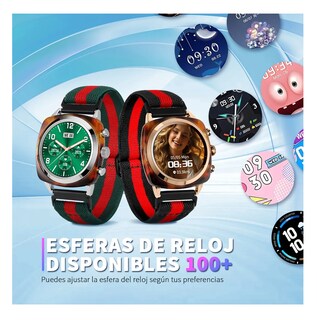 Foto 3 | Foto 3 | Smartwatch Reloj Inteligente Llamadas Tela Nailon Plateado Rojo Plateado