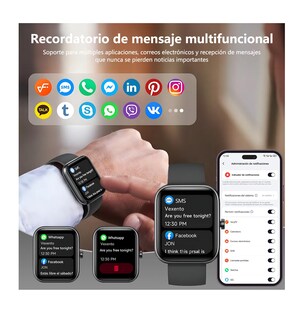 Foto 4 | Foto 4 | Reloj Smartwatch Reloj Inteligente Bluetooth Llamada Alexa Negro