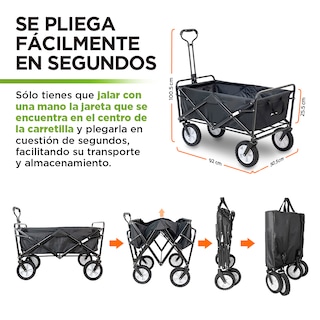 Foto 4 | Foto 4 | Carrito Plegable Para Exterior Tipo Vagon Multiusos Hasta 70kg, Hikeo, Negro, 83306-bl