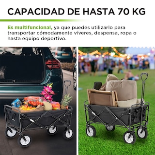 Foto 5 | Foto 5 | Carrito Plegable Para Exterior Tipo Vagon Multiusos Hasta 70kg, Hikeo, Negro, 83306-bl