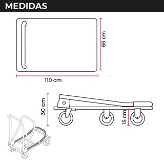 Foto 2 | Foto 2 | Chic-fantasy Carro Plataforma De Carga Plegable Carrito De Carga Manual Con 3 Ruedas 360° Freno Y 2 Fijas Uso Rudo Cap 600 Kg