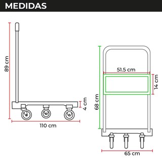 Foto 3 | Foto 3 | Chic-fantasy Carro Plataforma De Carga Plegable Carrito De Carga Manual Con 3 Ruedas 360° Freno Y 2 Fijas Uso Rudo Cap 600 Kg