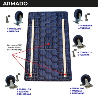 Foto 6 | Foto 6 | Chic-fantasy Carro Plataforma De Carga Plegable Carrito De Carga Manual Con 3 Ruedas 360° Freno Y 2 Fijas Uso Rudo Cap 600 Kg