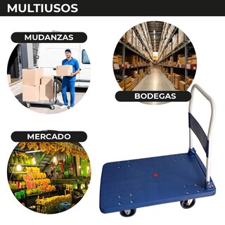 Foto 8 | Foto 8 | Chic-fantasy Carro Plataforma De Carga Plegable Carrito De Carga Manual Con 3 Ruedas 360° Freno Y 2 Fijas Uso Rudo Cap 600 Kg