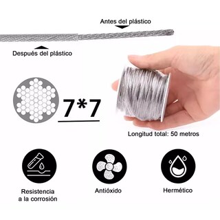 Foto 3 | Foto 3 | Kit De Cable Tensor De Acero 50m Eo Safe Imports Esi-17135 Plata