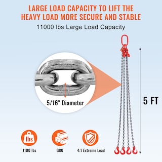 Foto 3 | Foto 3 | Chain Sling Vevor Cadenas De Elevación De 5/16 Pulgadas X 5 Pies, 5t, 11000 Libras - Venta Internacional.