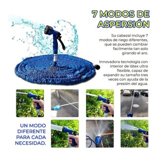 Foto 2 | Foto 2 | Manguera Expandible Jardín Pistola Aspersor Retráctil 30m color Azul