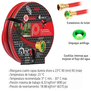 Foto 2 | Foto 2 | Manguera IUSA 10 m Pro Cuatro Capas con Conexiones Metálicas