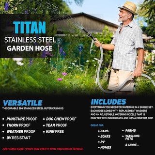 Foto 3 | Foto 3 | Manguera De Jardín Titan 304 De Acero Inoxidable, 30 M, Flexible, 500 Psi - Venta Internacional.