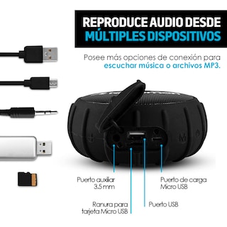Foto 3 | Foto 4 | Bocina Bluetooth Redlemon 79127 color Negro Inalámbrica Portátil Contra Agua Resistente a Golpes y Caídas Sonido HD