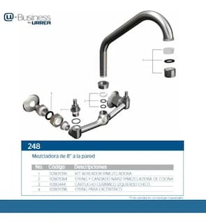 Foto 2 | Foto 2 | Llave Mezcladora Cocina 8pul A Pared Sin Manerales Urrea 248