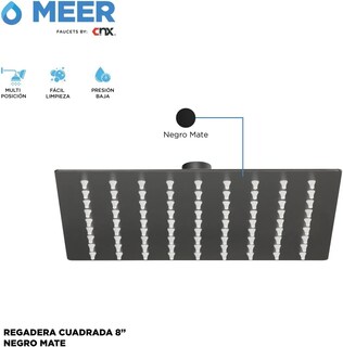 Foto 4 | Foto 4 | Regadera Cuadrada Cnx color Negro Mate de 8''