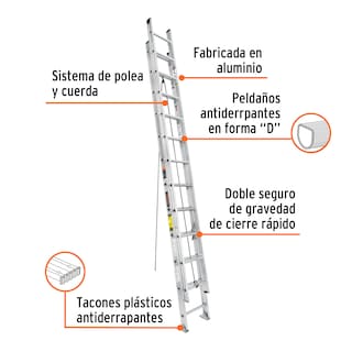 Foto 2 | Foto 2 | Escalera De Extensión 24 Peldaños Tipo Iii Truper 16028