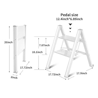 Foto 3 | Foto 3 | Escalera De Aluminio Ligera De 2 Peldaños Para El Hogar Eo Safe Imports Esi-15089 Blanco