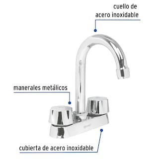 Foto 2 | Foto 2 | Mezcladora para Lavabo Foset Basic color Plateado con Cuello Bar Compresión