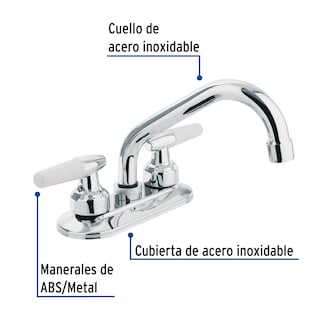 Foto 2 | Foto 2 | Mezcladora Foset M-070I color Gris 4" para Lavabo Cuello Tubular Manerales Cono