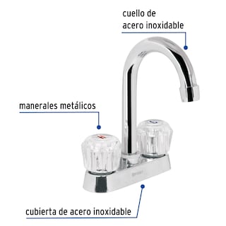 Foto 2 | Foto 2 | Mezcladora Foset M-060A color Gris 4\" para Lavabo Cuello Bar Manerales De Acrílico