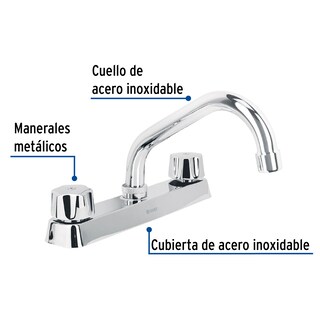 Foto 2 | Foto 2 | Mezcladora Corta 8' P/Fregadero Manerales Hex Car Compresión Foset color Gris