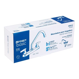 Foto 3 | Foto 3 | Mezcladora 8' P/Fregadero Cuello Corto Manerales Cono Foset color Gris