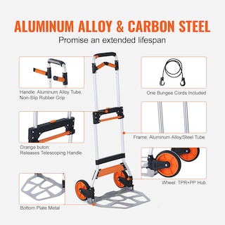 Foto 5 | Foto 5 | Carrito De Mano Plegable Vevor De Aluminio Con Capacidad Para 140 Kg - Venta Internacional.