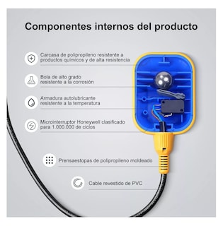 Foto 5 | Foto 5 | Flotador Eléctrico Electronivel Tinaco Cisterna 6m Cable Amarillo Negro Azul