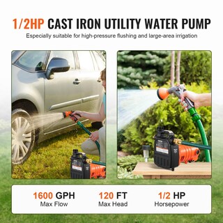 Foto 2 | Foto 2 | Bomba De Transferencia De Agua Vevor 115v Ac 1600 Gph 1/2hp De Hierro Fundido - Venta Internacional.