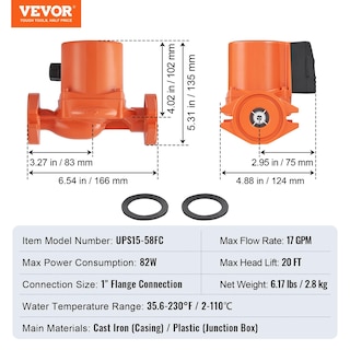 Foto 7 | Foto 7 | Bomba Circuladora Vevor Ups15-58fc 17 Gpm Para Calefacción Por Suelo Radiante - Venta Internacional.
