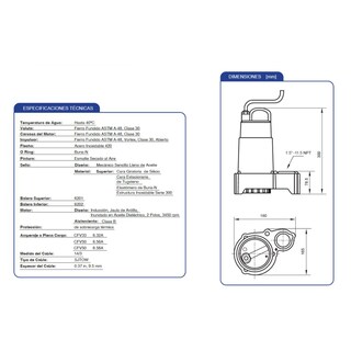 Foto 3 | Foto 3 | Bomba Sumergible Agua Sucia Cfv75 Pumps F&p 3/4 Hp 127v