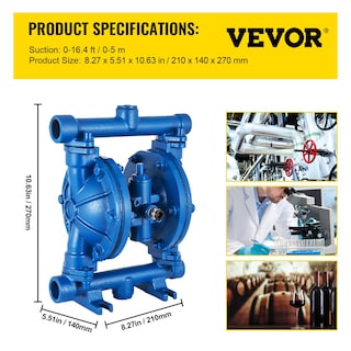 Foto 7 | Foto 7 | Bomba Neumática De Doble Diafragma Vevor 8.8 Gpm De Hierro Fundido - Venta Internacional.