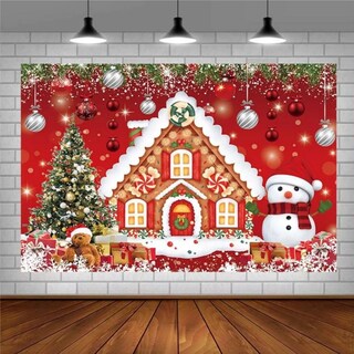 Foto 5 | Foto 5 | Tapiz Pared Fondos Fotograficos Navideño Decoracion Adornos Casa De Jengibre Rojo