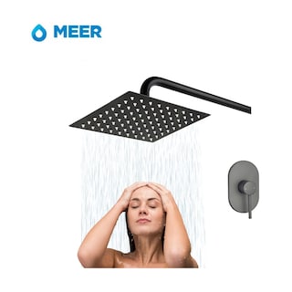 Foto 2 | Foto 2 | Kit Regadera Cuadrada con Cuello + Mezcladora Monomando para Regadera Meer-CNX MZR-008M + RCT104 Negros