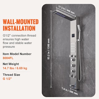 Foto 7 | Foto 7 | Panel De Ducha Tower System Vevor 6 Modos Led De Acero Inoxidable - Venta Internacional.