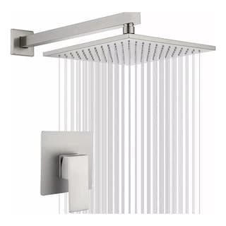 Foto 1 | Foto 1 | Regadera Cuadrada Lluvia Acero Inox 20cm C/ Monomando Y Tubo - Color Plateado