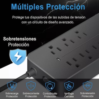 Foto 3 | Foto 3 | Multicontactos con 8 Salidas 3 Usb 1 Tipo C Eo Safe Imports Esi-4496 color Negro