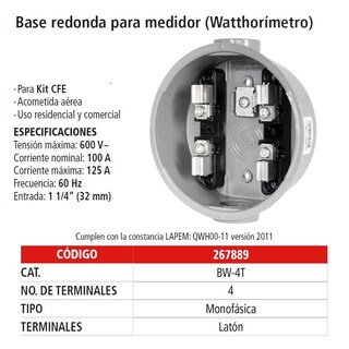 Foto 4 | Foto 4 | Base Para Medidor 4 Aluminio Espec Iusa