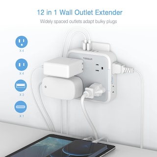 Foto 2 | Foto 2 | Cargador De Pared Usb Tessan 4 Enchufes Eléctricos Con 4 Puertos Usb - Venta Internacional.