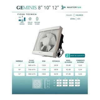 Foto 3 | Foto 3 | Extractor De Aire 10'' Geminis Masterfan