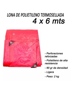 Foto 7 | Foto 7 | Lona Alfa de Polietileno Termosellada Reforzada Roja 90 gr 4x6 m